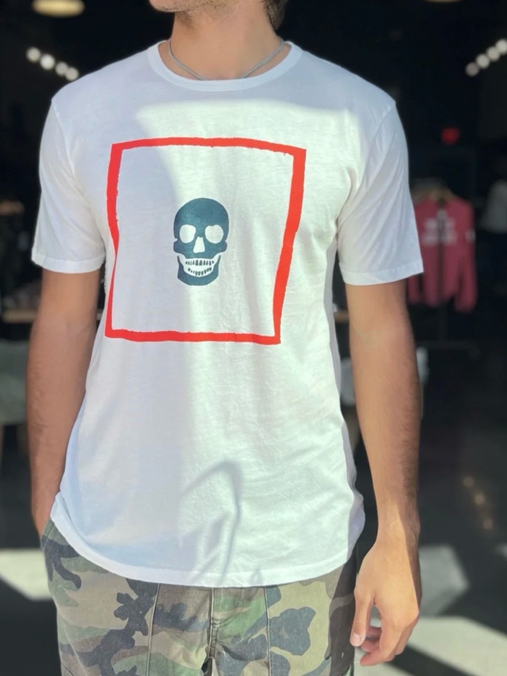 Sport of Kings LA White Short Sleeve Tee with Skull Graphic